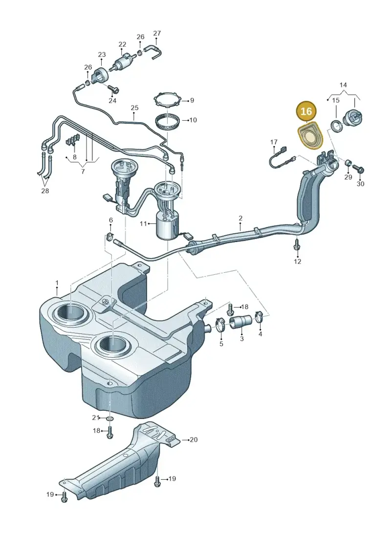 2K0201253 — Volkswagen Caddy kombi (2015-2020) diagram 690201700, position 16