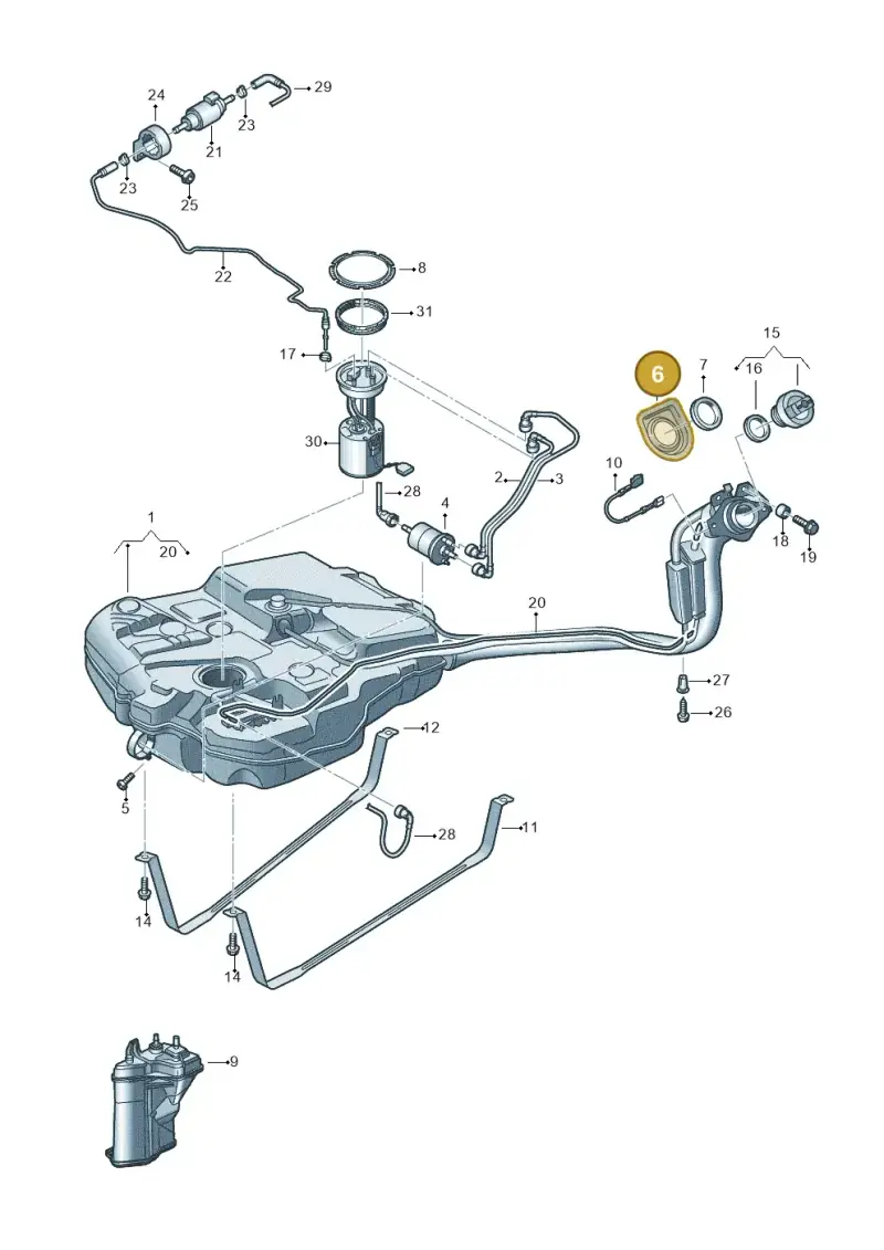 2K0201253 — Volkswagen Caddy kombi (2015-2020) diagram 866201042, position 6
