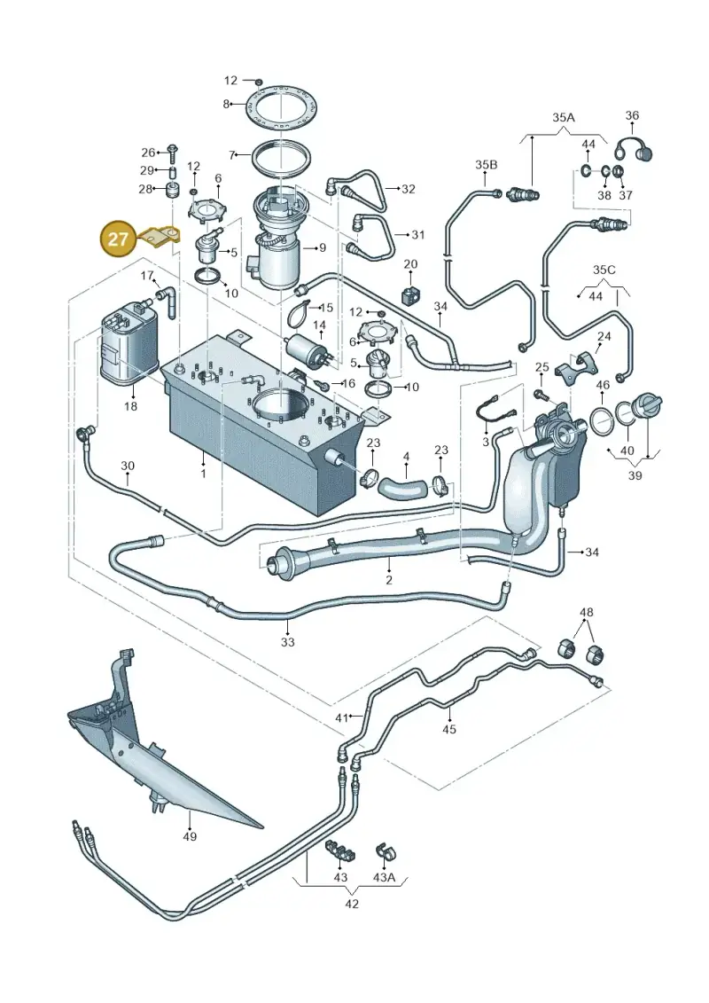 2K0201505D — Volkswagen Caddy Maxi Kombi (2010-2015) diagram 443201060, position 27