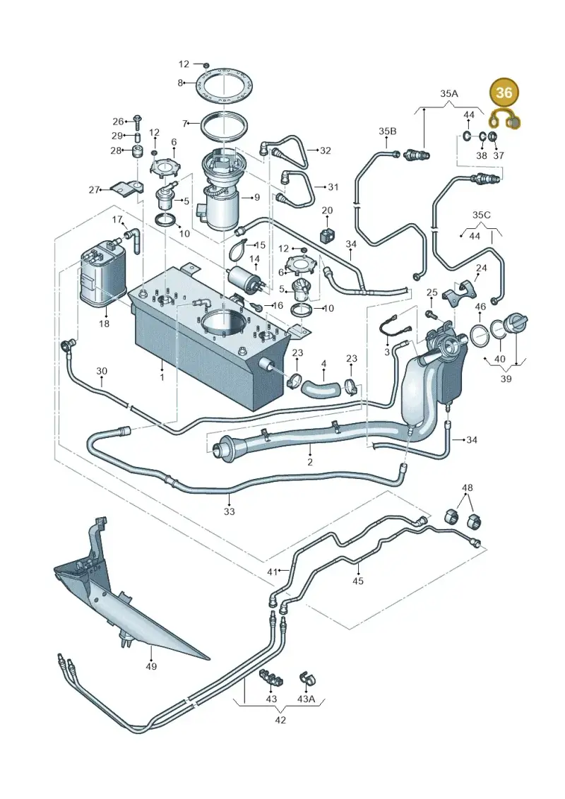 2K0201579 — Volkswagen Caddy Maxi Kombi (2010-2015) diagram 443201060, position 36