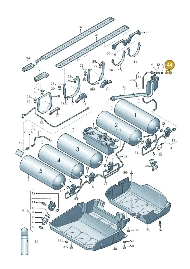 2K0201579 — Volkswagen Caddy Maxi Kombi (2010-2015) diagram 690201100, position 44