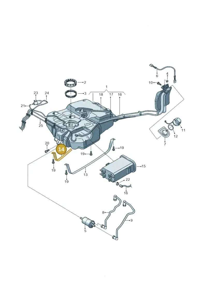 2K0201654A — Volkswagen Caddy panel van (2008-2010) diagram 652201050, position 14