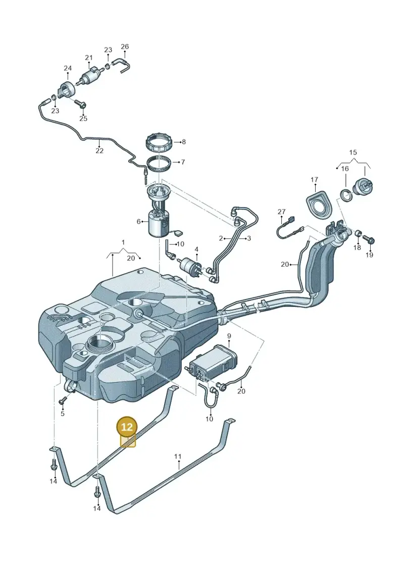 2K0201654A — Volkswagen Caddy Maxi Kombi (2010-2015) diagram 690201400, position 12