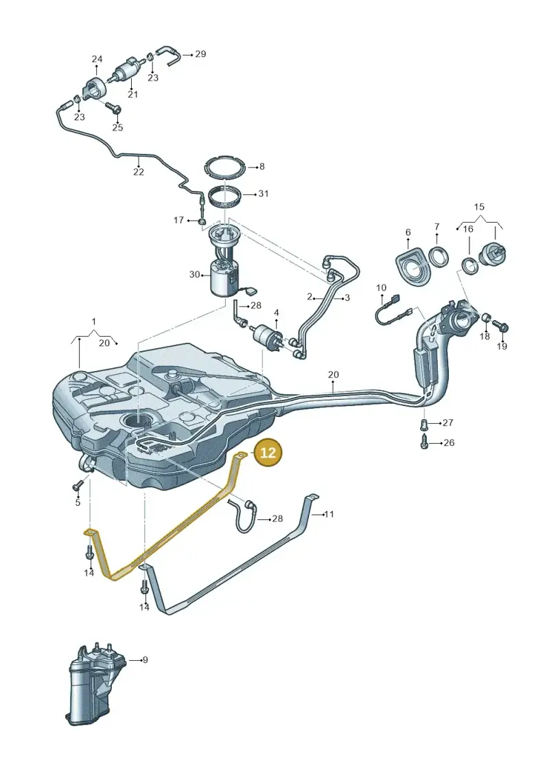 2K0201654A — Volkswagen Caddy kombi (2015-2020) diagram 866201042, position 12