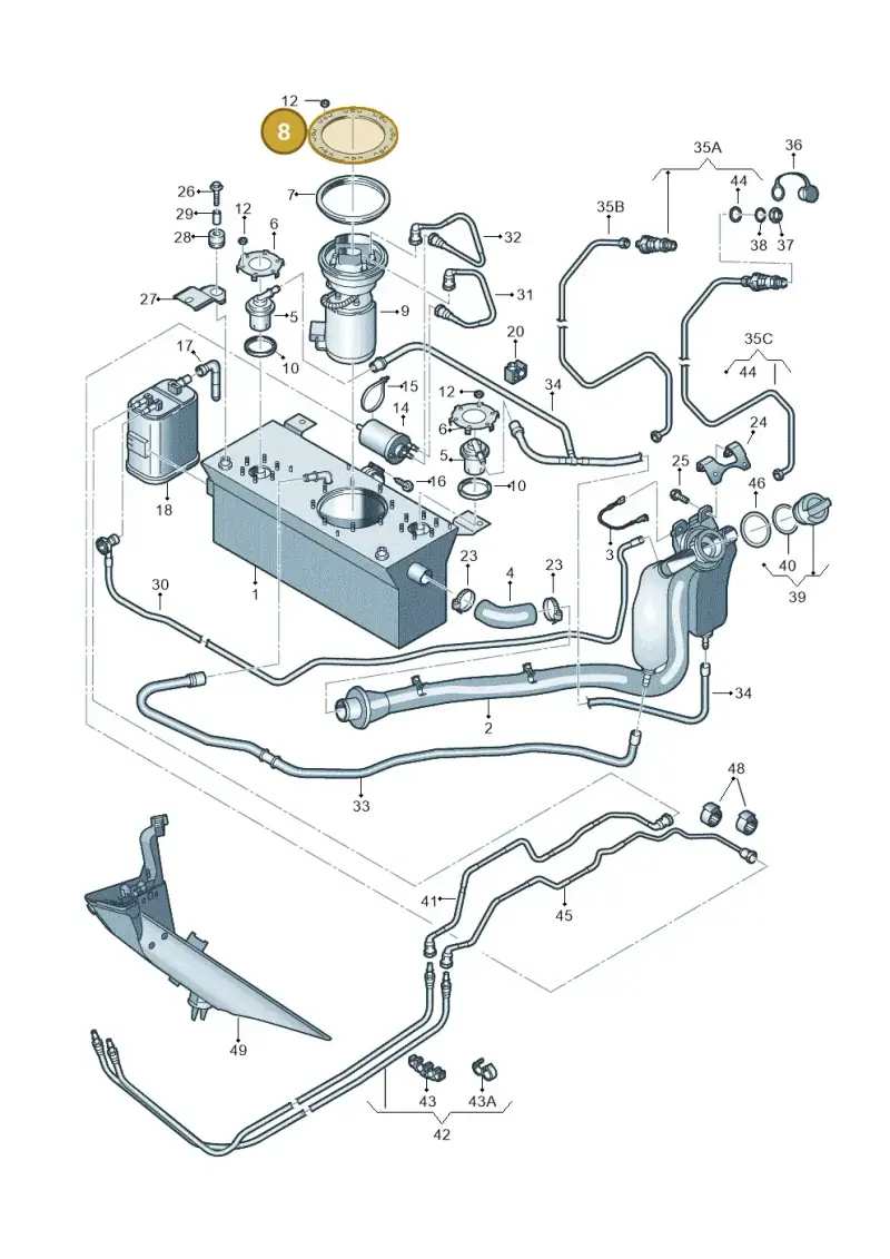 2K0201833 — Volkswagen Caddy Maxi Kombi (2010-2015) diagram 443201060, position 8