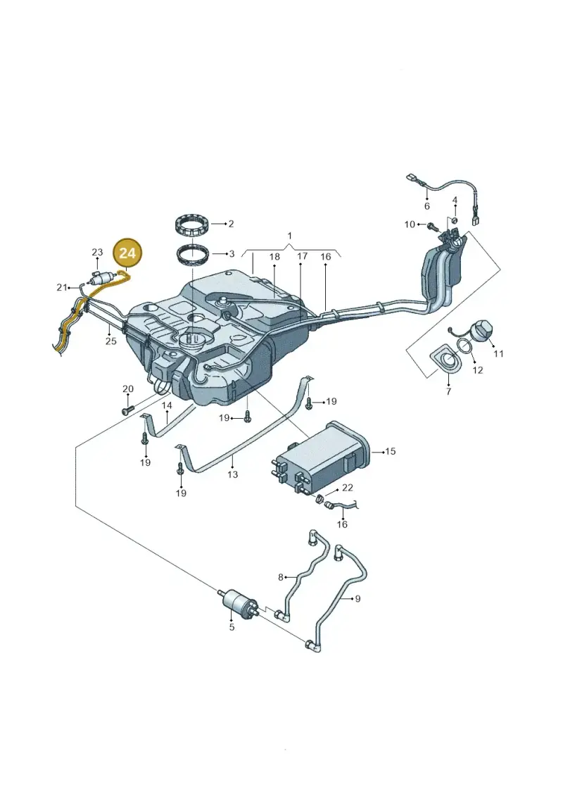 2K0201901B — Volkswagen Caddy panel van (2008-2010) diagram 652201050, position 24