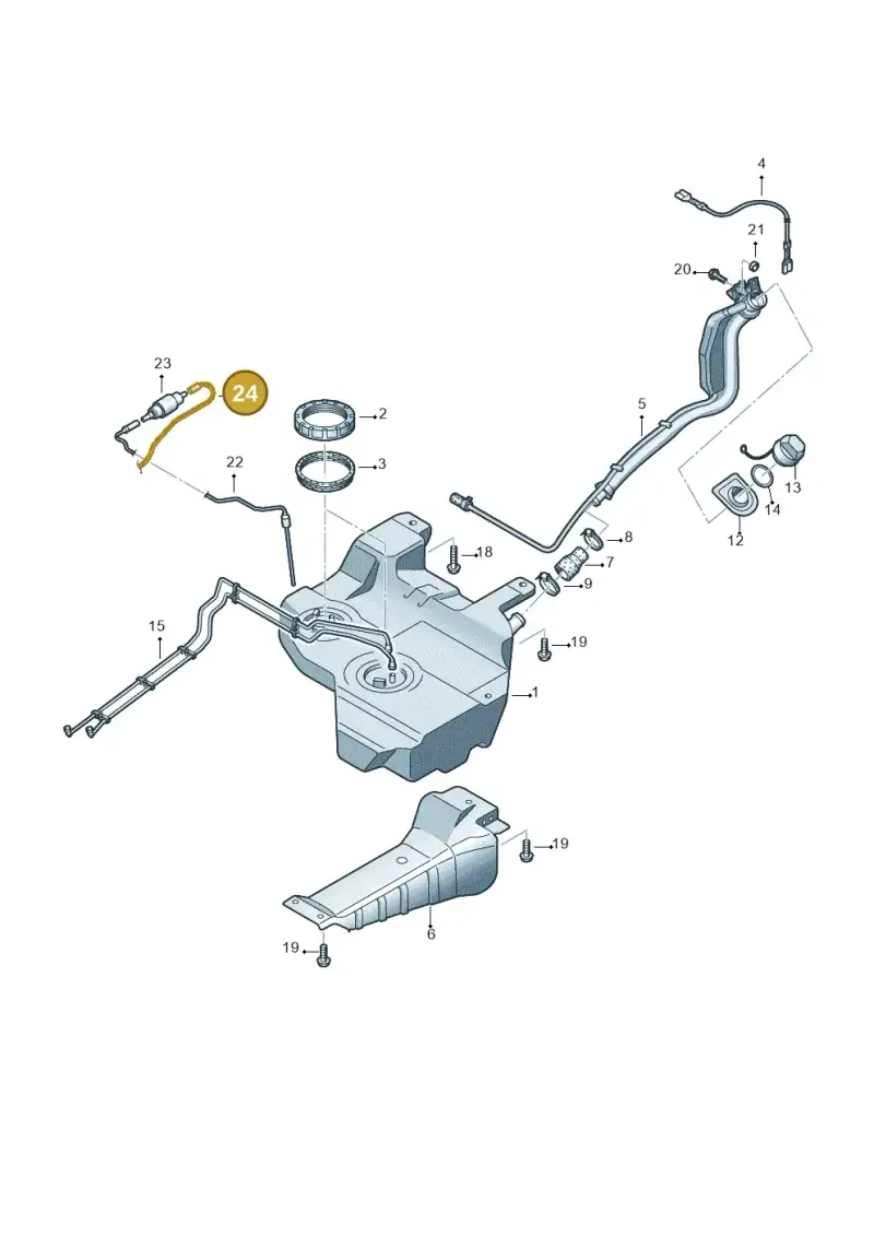 2K0201901B — Volkswagen Caddy panel van (2008-2010) diagram 652201100, position 24