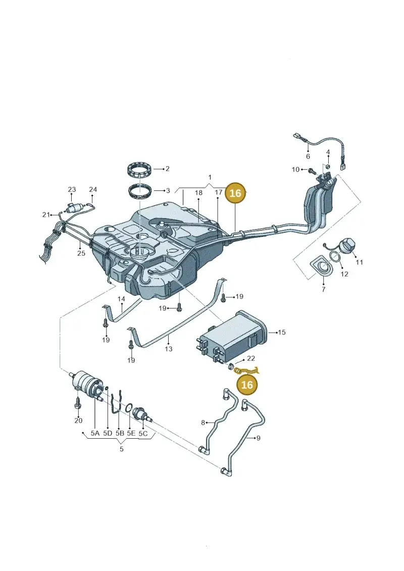 2K0201931 — Volkswagen CADDY (2004-) diagram 443201050, position 16