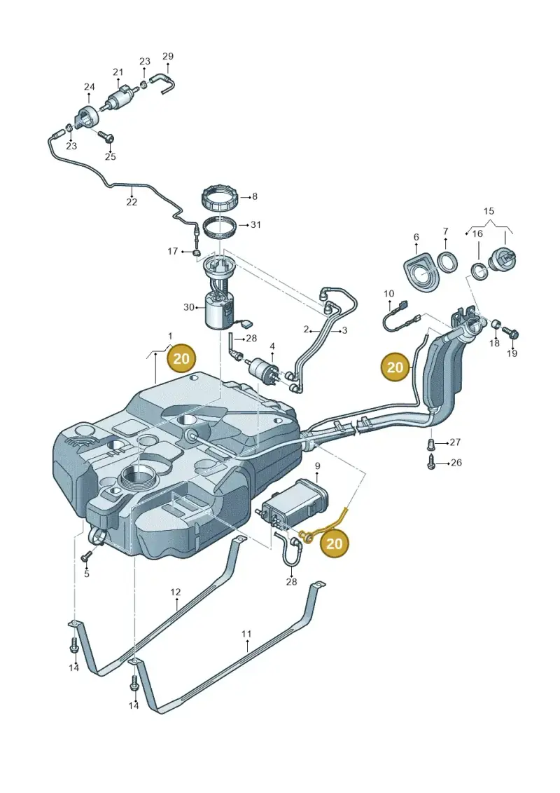 2K0201931 — Volkswagen Caddy kombi (2015-2020) diagram 866201400, position 20