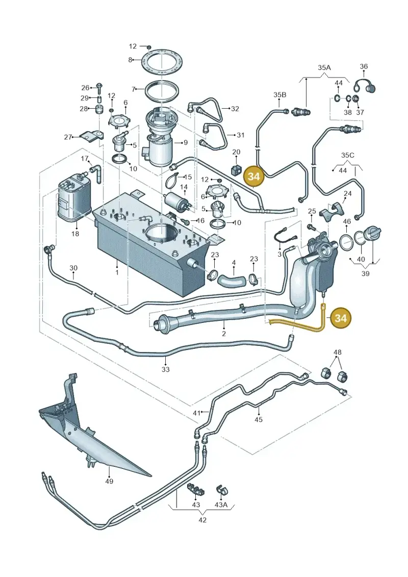 2K0201995B — Volkswagen Caddy Maxi Kombi (2010-2015) diagram 443201060, position 34
