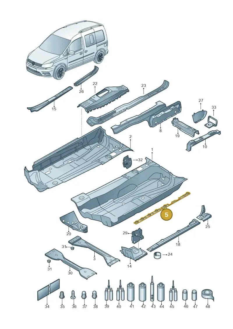 2K0802308 — Volkswagen Caddy kombi (2015-2020) diagram 866803100, position 5