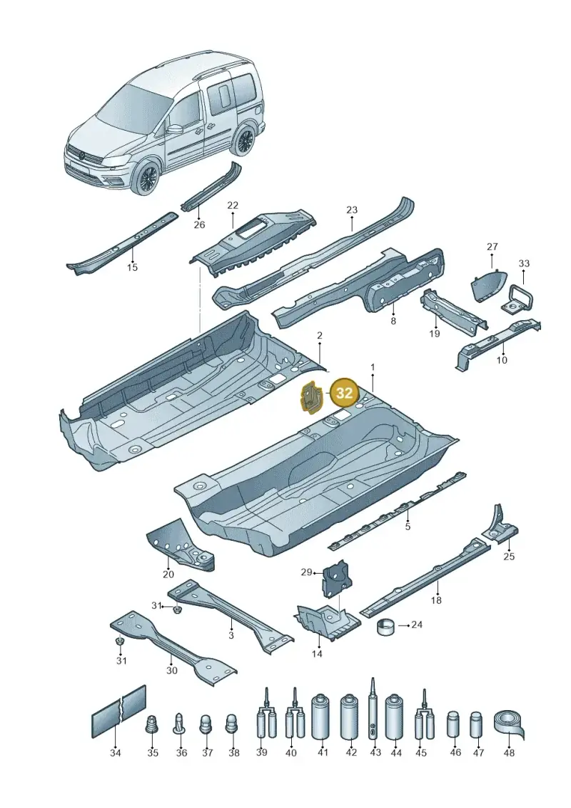 2K0804331 — Volkswagen Caddy kombi (2015-2020) diagram 866803100, position 32