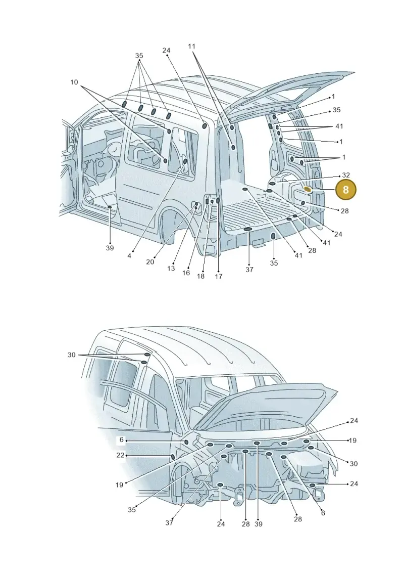 2K0810903 — Volkswagen Caddy kombi (2015-2020) diagram 443803360, position 8