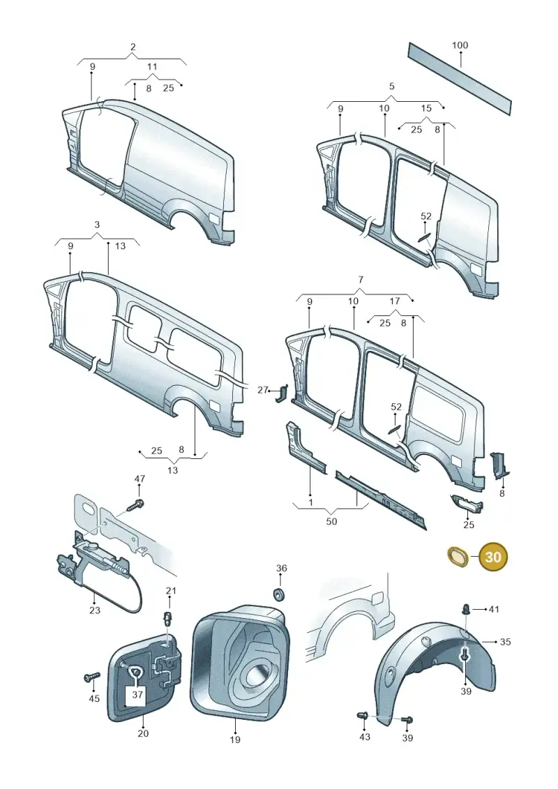 2K0810903 — Volkswagen Caddy Maxi Kombi (2010-2015) diagram 652809300, position 30
