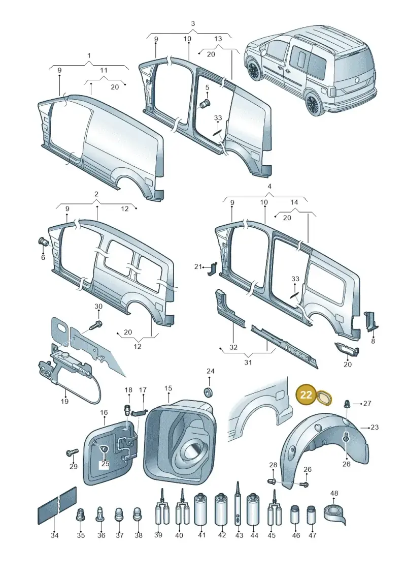 2K0810903 — Volkswagen Caddy kombi (2015-2020) diagram 866809300, position 22
