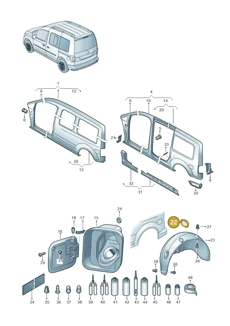 2K0810903 — Volkswagen Caddy kombi (2015-2020) diagram 866809350, position 22