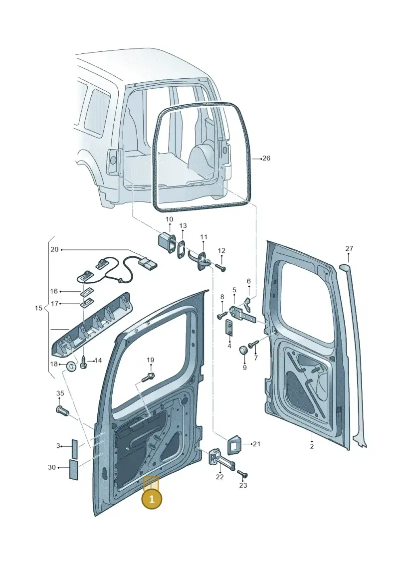2K0827091H — Volkswagen Caddy kombi (2015-2020) diagram 443827500, position 1