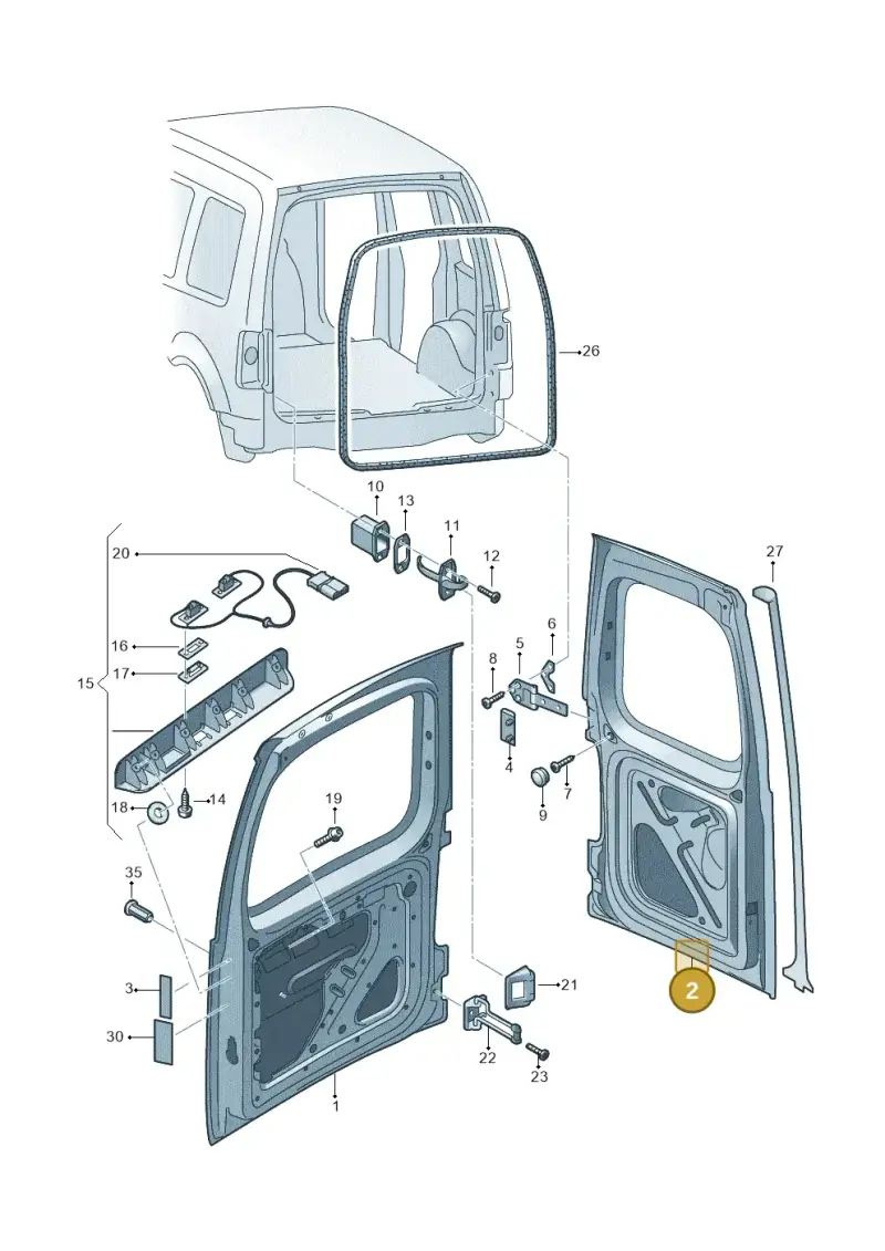 2K0827092G — Volkswagen Caddy kombi (2015-2020) diagram 443827500, position 2
