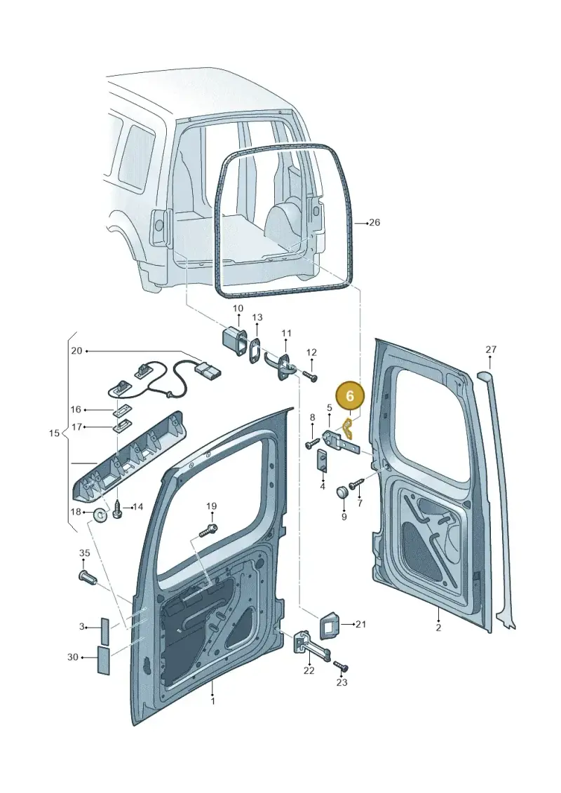 2K0827157A — Volkswagen Caddy kombi (2015-2020) diagram 443827500, position 6