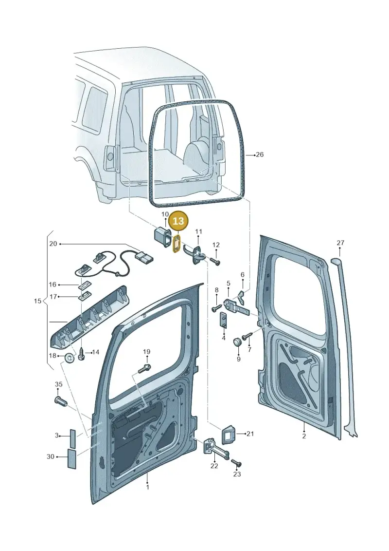 2K0827341 — Volkswagen Caddy kombi (2015-2020) diagram 443827500, position 13