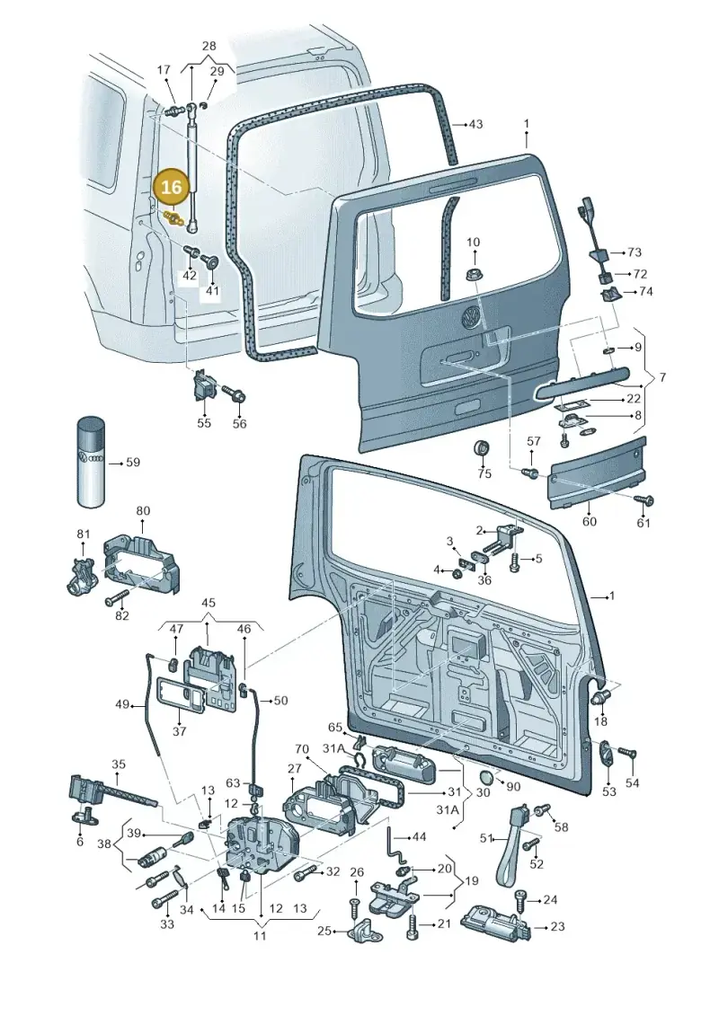 2K0827439B — Volkswagen Transp. caravelle (2008-2009) diagram 410827300, position 16