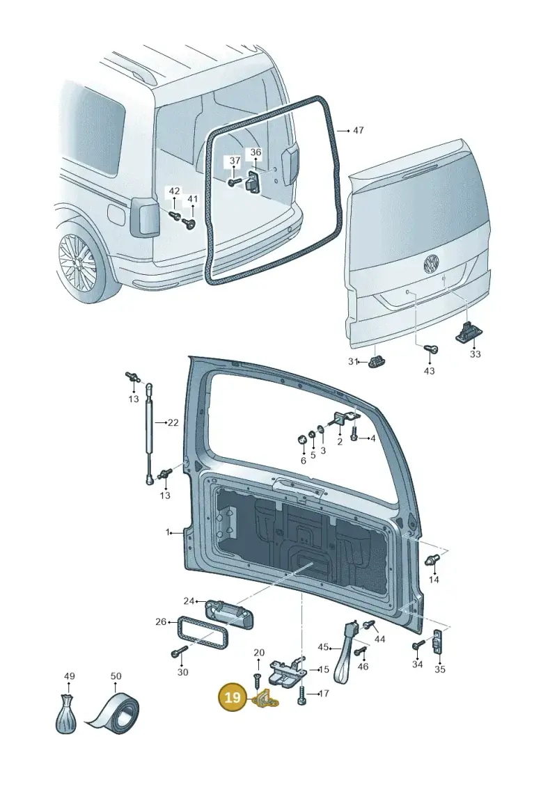 2K0827511 — Volkswagen Caddy kombi (2015-2020) diagram 866827000, position 19