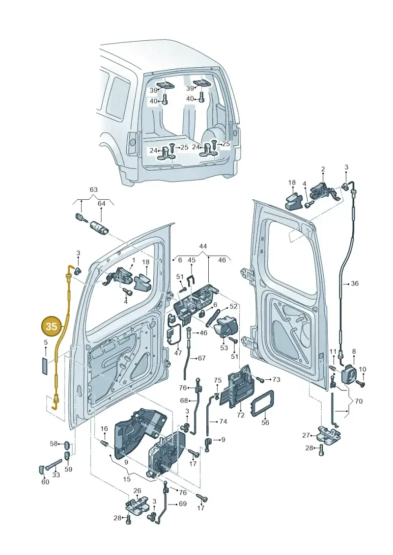 2K0827531 — Volkswagen Caddy kombi (2015-2020) diagram 443827650, position 35