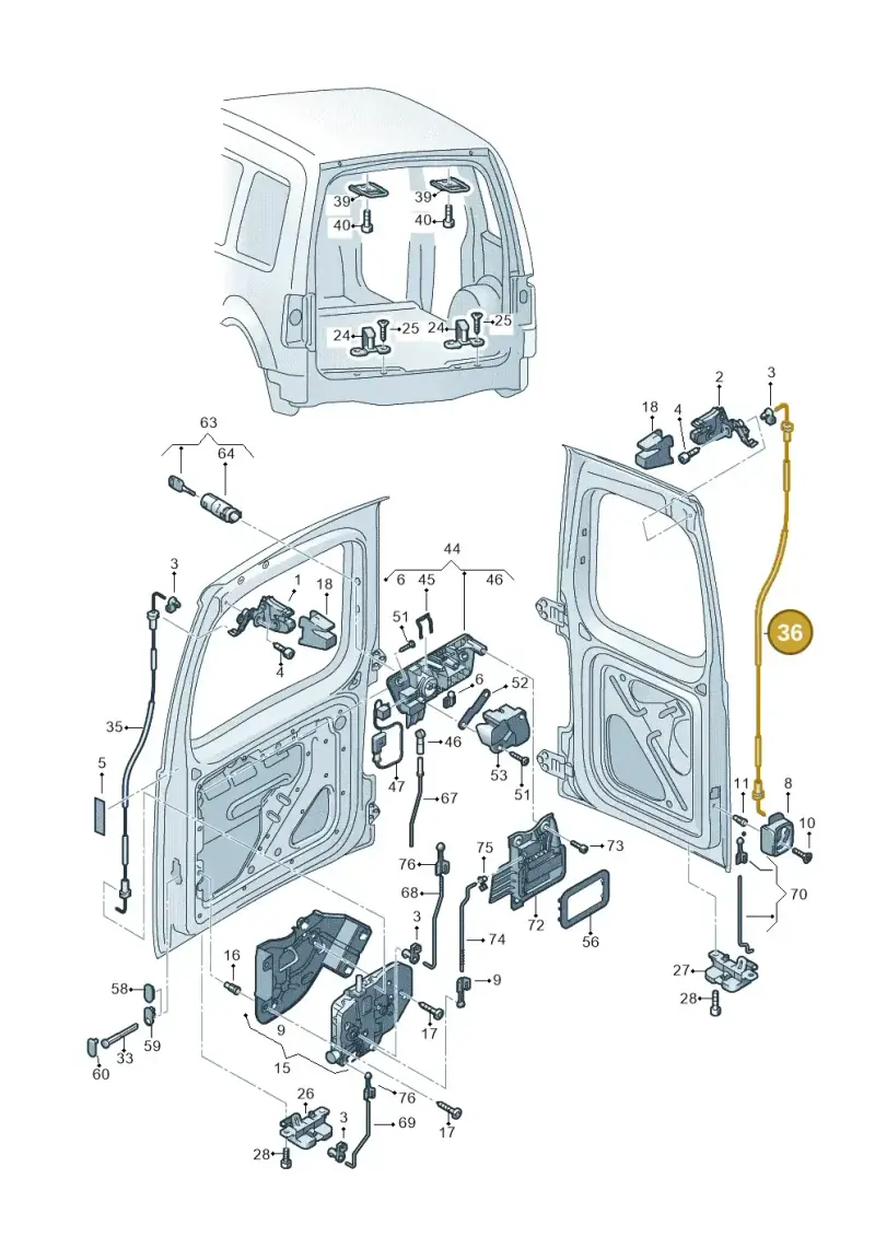 2K0827532A — Volkswagen Caddy kombi (2015-2020) diagram 443827650, position 36