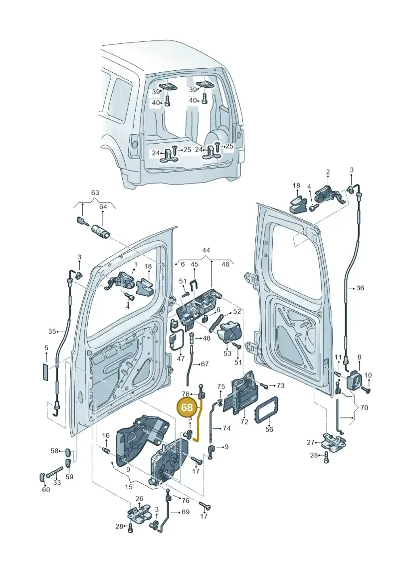 2K0827842B — Volkswagen Caddy kombi (2015-2020) diagram 443827650, position 68