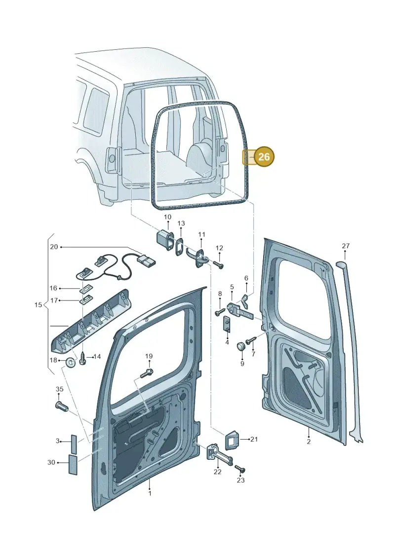 2K0829193S — Volkswagen Caddy kombi (2015-2020) diagram 443827500, position 26