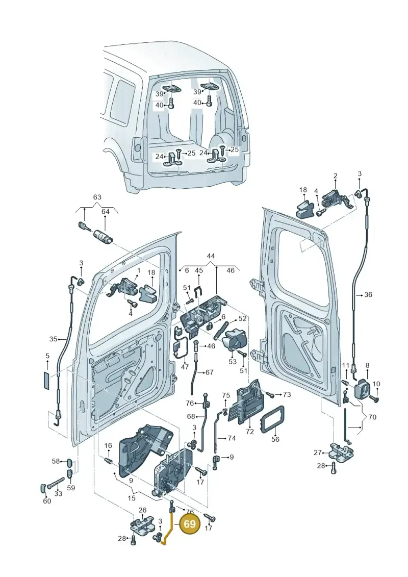 2K0829217A — Volkswagen Caddy kombi (2015-2020) diagram 443827650, position 69