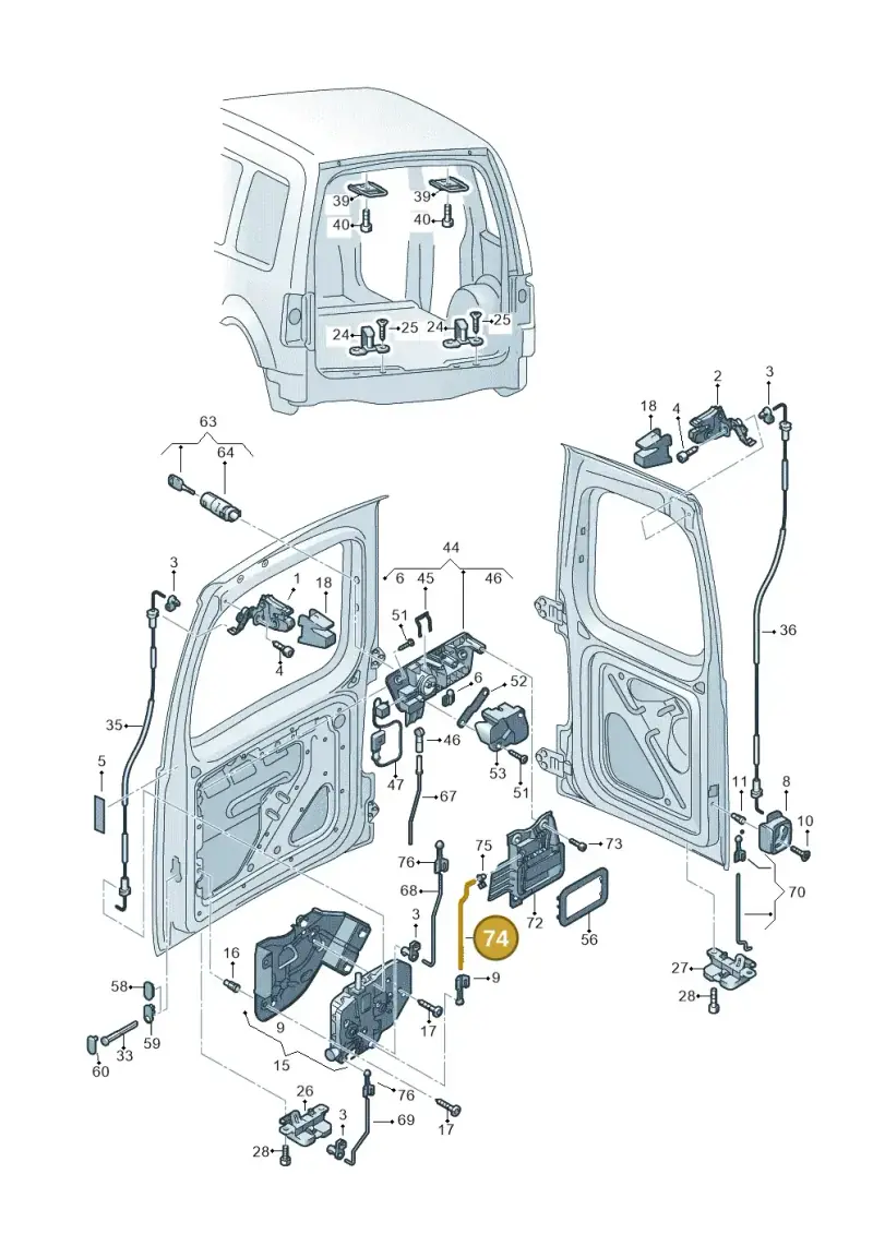 2K0829323 — Volkswagen Caddy kombi (2015-2020) diagram 443827650, position 74