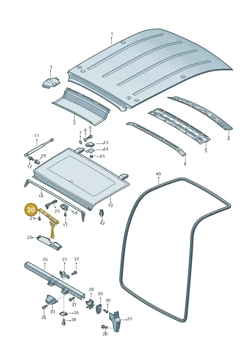 2K0829727A — Volkswagen Caddy kombi (2015-2020) diagram 443817020, position 20