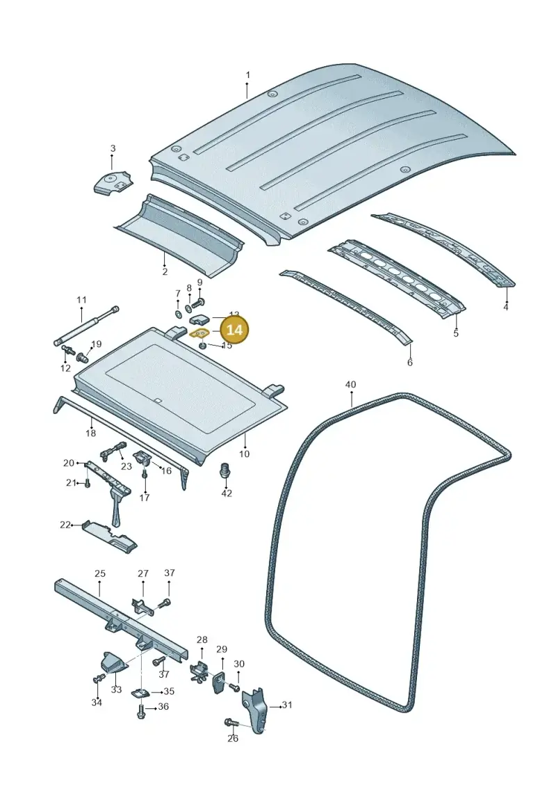 2K0829771 — Volkswagen Caddy kombi (2015-2020) diagram 443817020, position 14