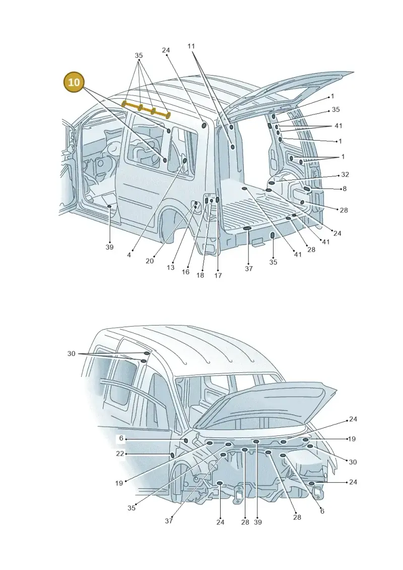 2K0857489 — Volkswagen Caddy kombi (2015-2020) diagram 443803360, position 10
