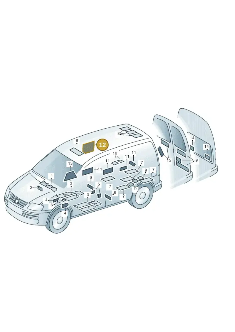 2K0864923 — Volkswagen Caddy Maxi Kombi (2010-2015) diagram 443863300, position 12