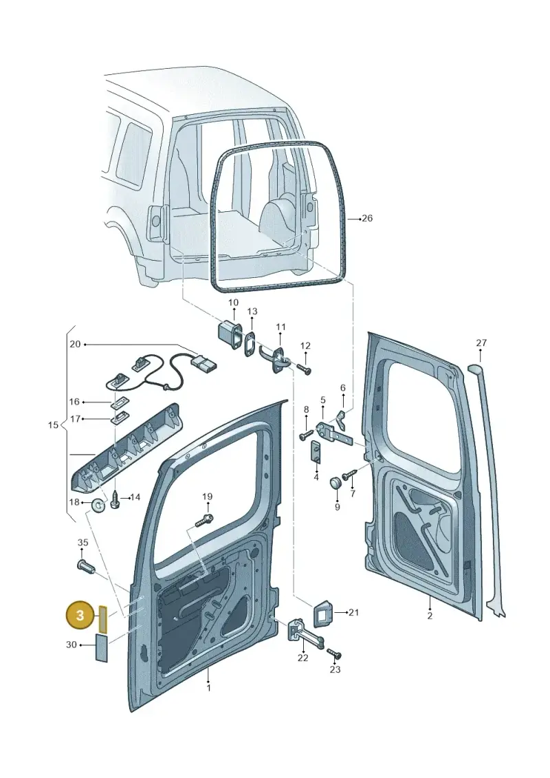2K0945109 — Volkswagen Caddy Maxi Kombi (2010-2015) diagram 443827500, position 3