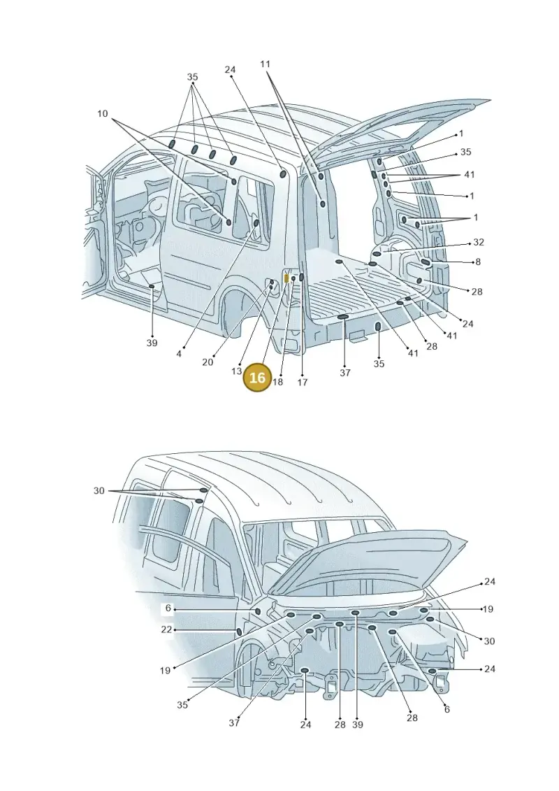 2K0971908 — Volkswagen Caddy kombi (2015-2020) diagram 443803360, position 16