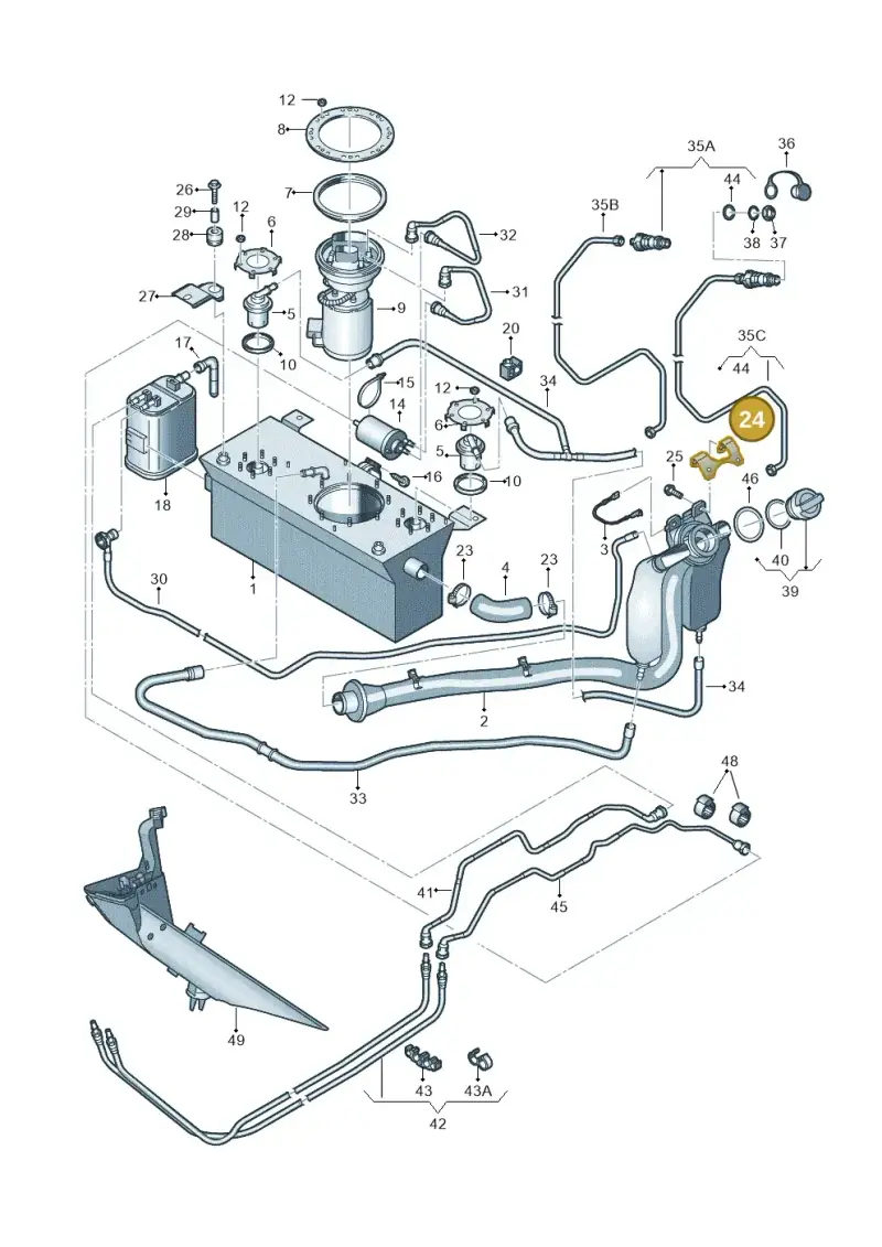 2K3201503 — Volkswagen Caddy Maxi Kombi (2010-2015) diagram 443201060, position 24