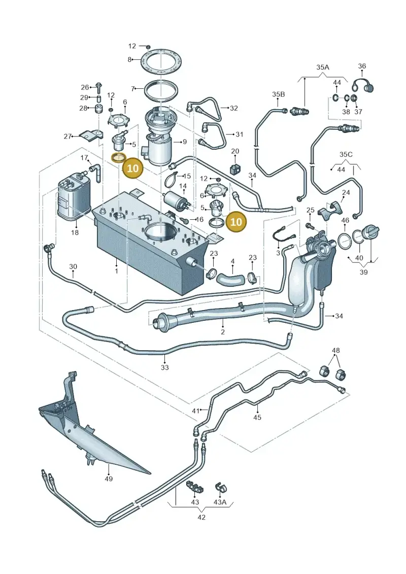 2K5201119 — Volkswagen Caddy Maxi Kombi (2010-2015) diagram 443201060, position 10