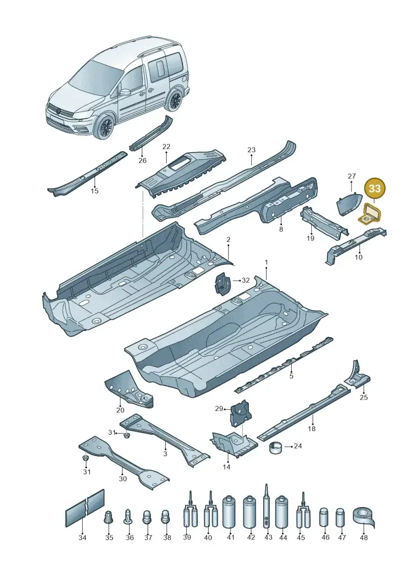 2K5801984B — Volkswagen Caddy kombi (2015-2020) diagram 866803100, position 33