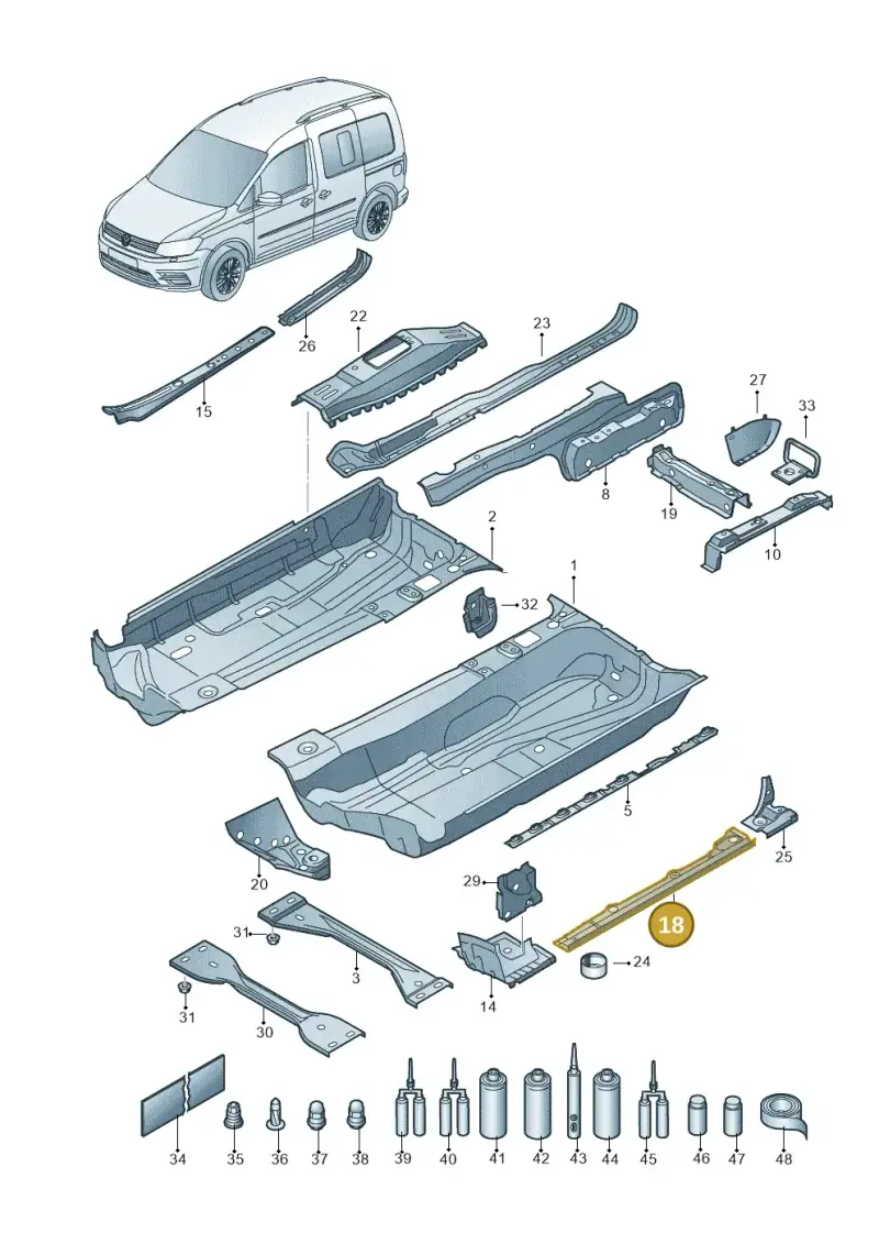 2K5803225 — Volkswagen Caddy kombi (2015-2020) diagram 866803100, position 18