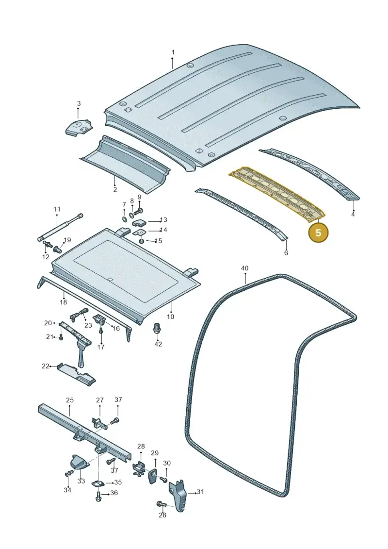 2K5817083 — Volkswagen Caddy kombi (2015-2020) diagram 443817020, position 5