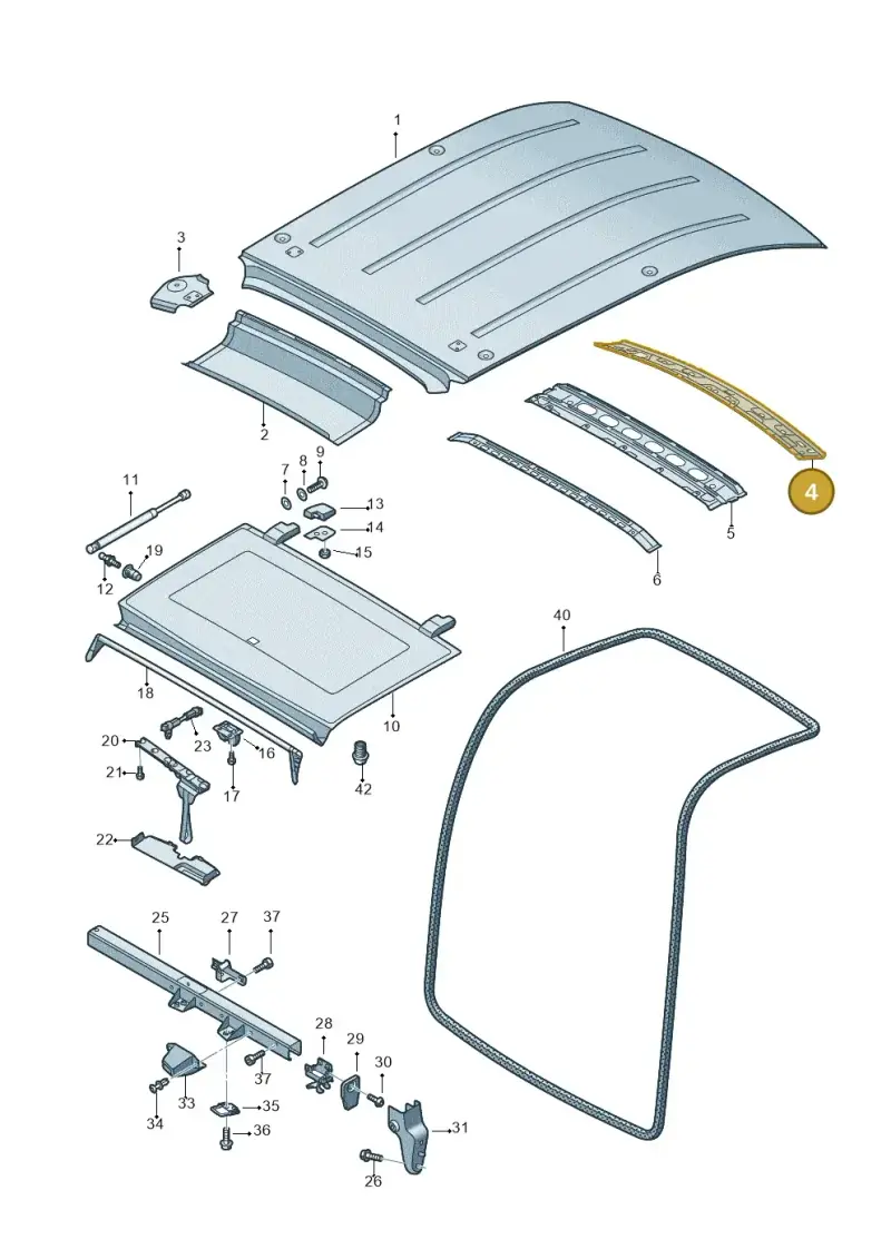 2K5817123A — Volkswagen Caddy kombi (2015-2020) diagram 443817020, position 4