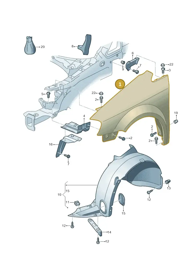 2K5821022B — Volkswagen Caddy kombi (2015-2020) diagram 866821000, position 1