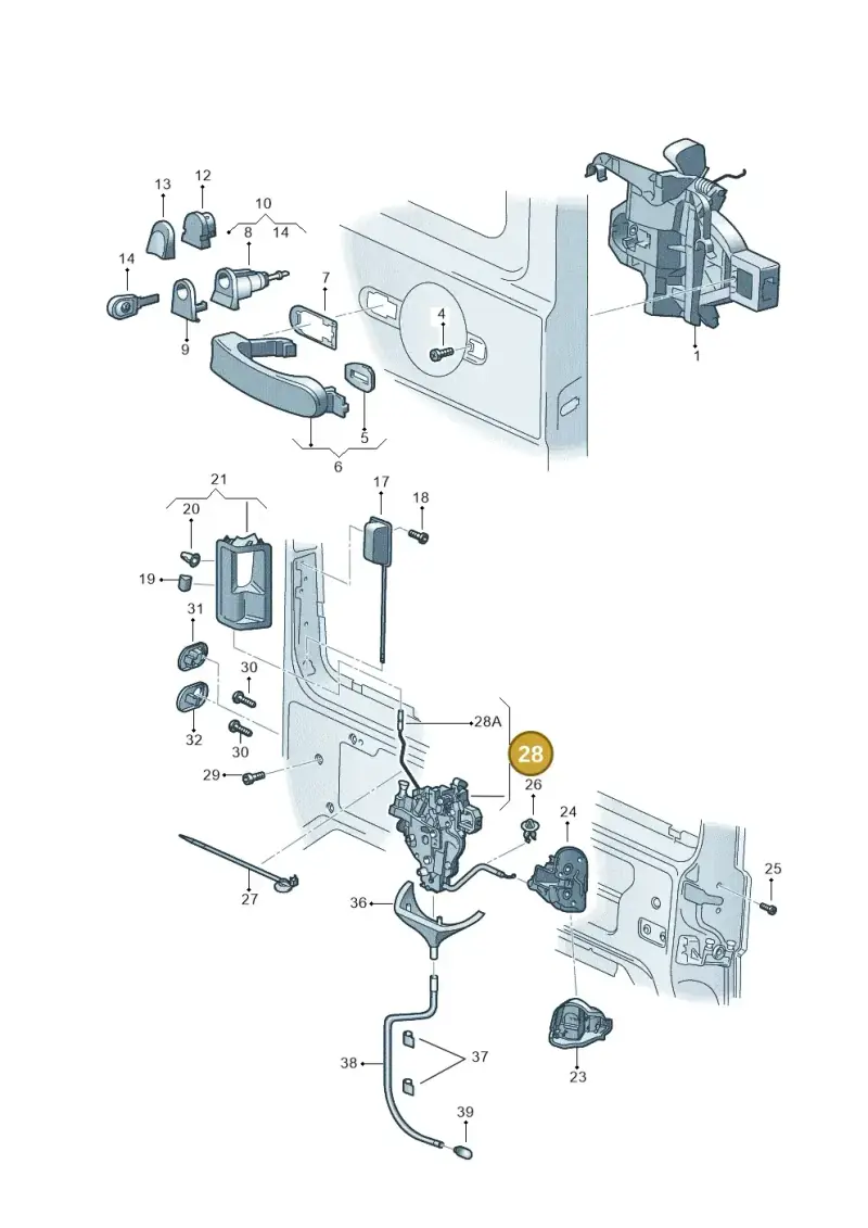 2K5843654D — Volkswagen Caddy kombi (2015-2020) diagram 443843800, position 28