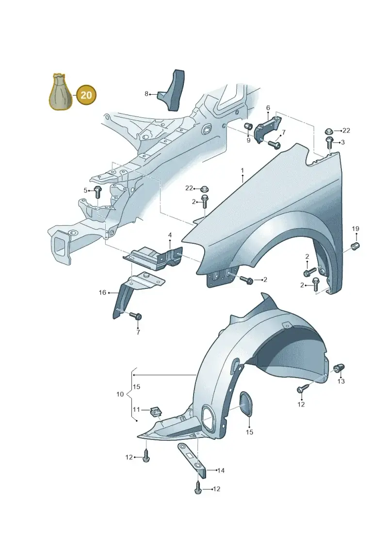 2K5898625 — Volkswagen Caddy kombi (2015-2020) diagram 866821000, position 20