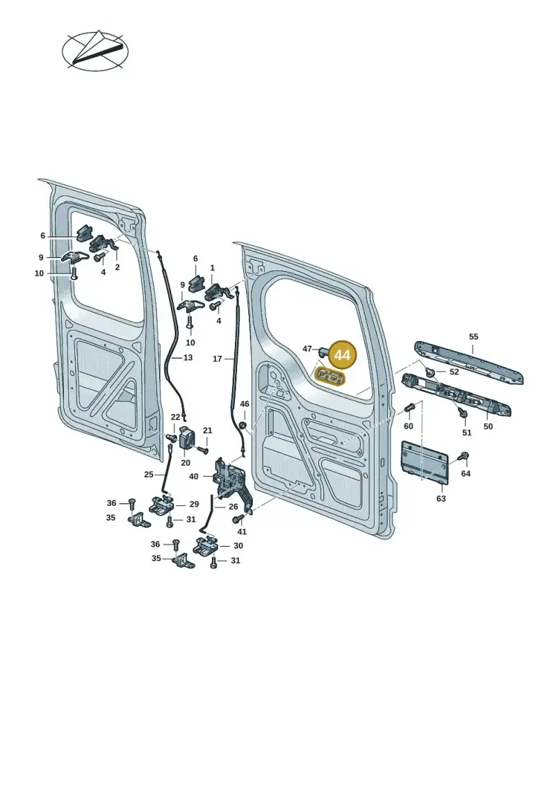 2K7827565P — Volkswagen Caddy Maxi Kombi (2020-2024) diagram 2ka827300, position 44
