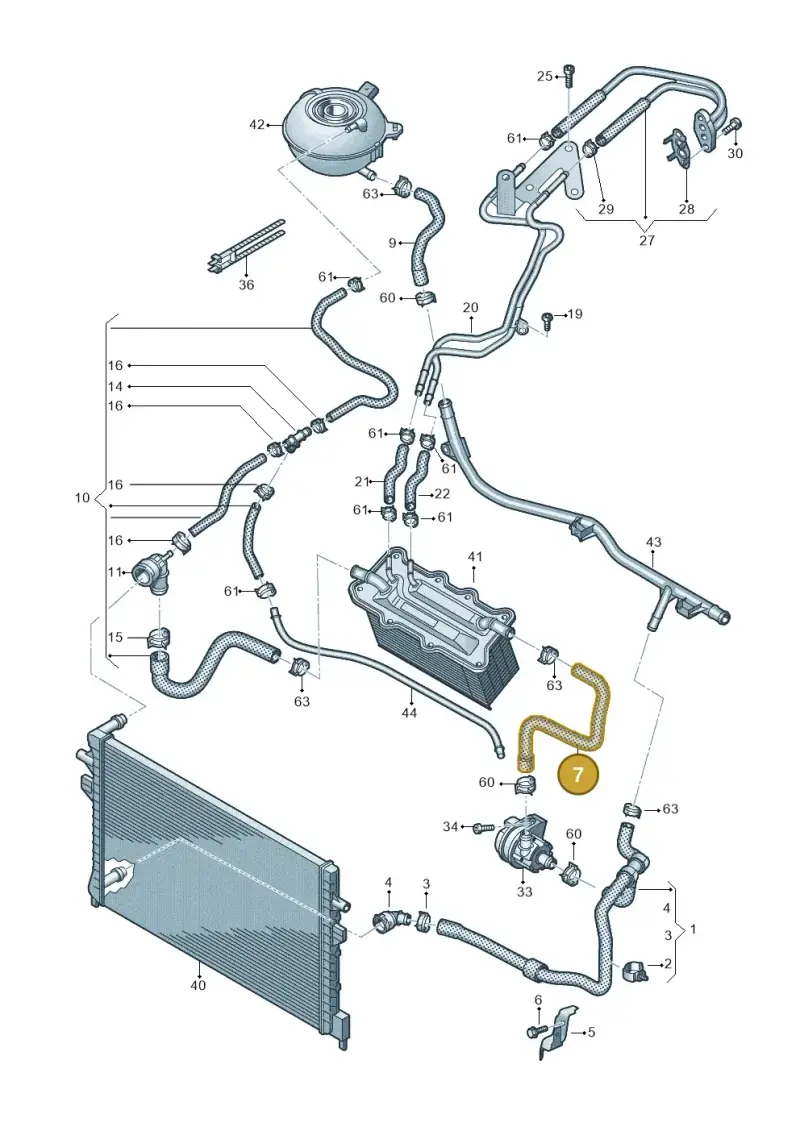 2Q0121063 — Volkswagen Golf 2.0 (2016-2020) diagram 827121154, position 7