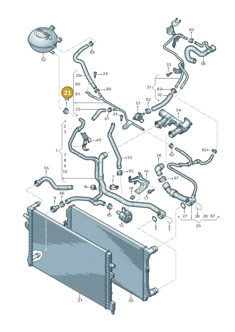 2Q0121064C — Volkswagen Caddy Maxi Kombi (2020-2024) diagram 745121580, position 21